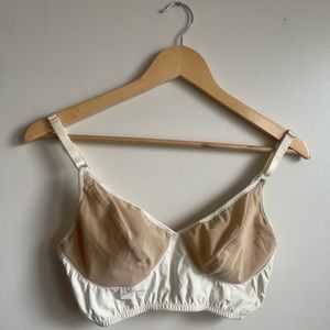 Fortnight Wireless Bra with Mesh Cups (Cream and Tan, 36DD)